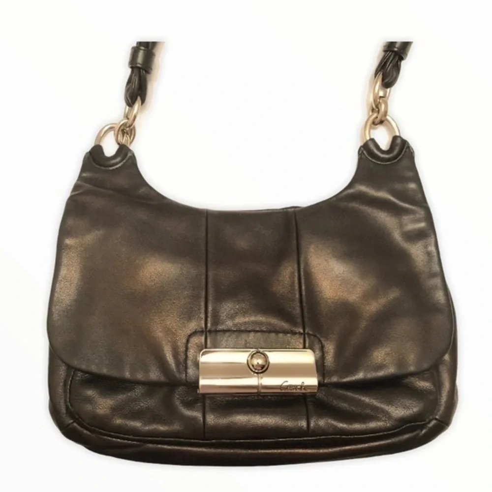 Coach Kirsten black leather flap shoulder bag